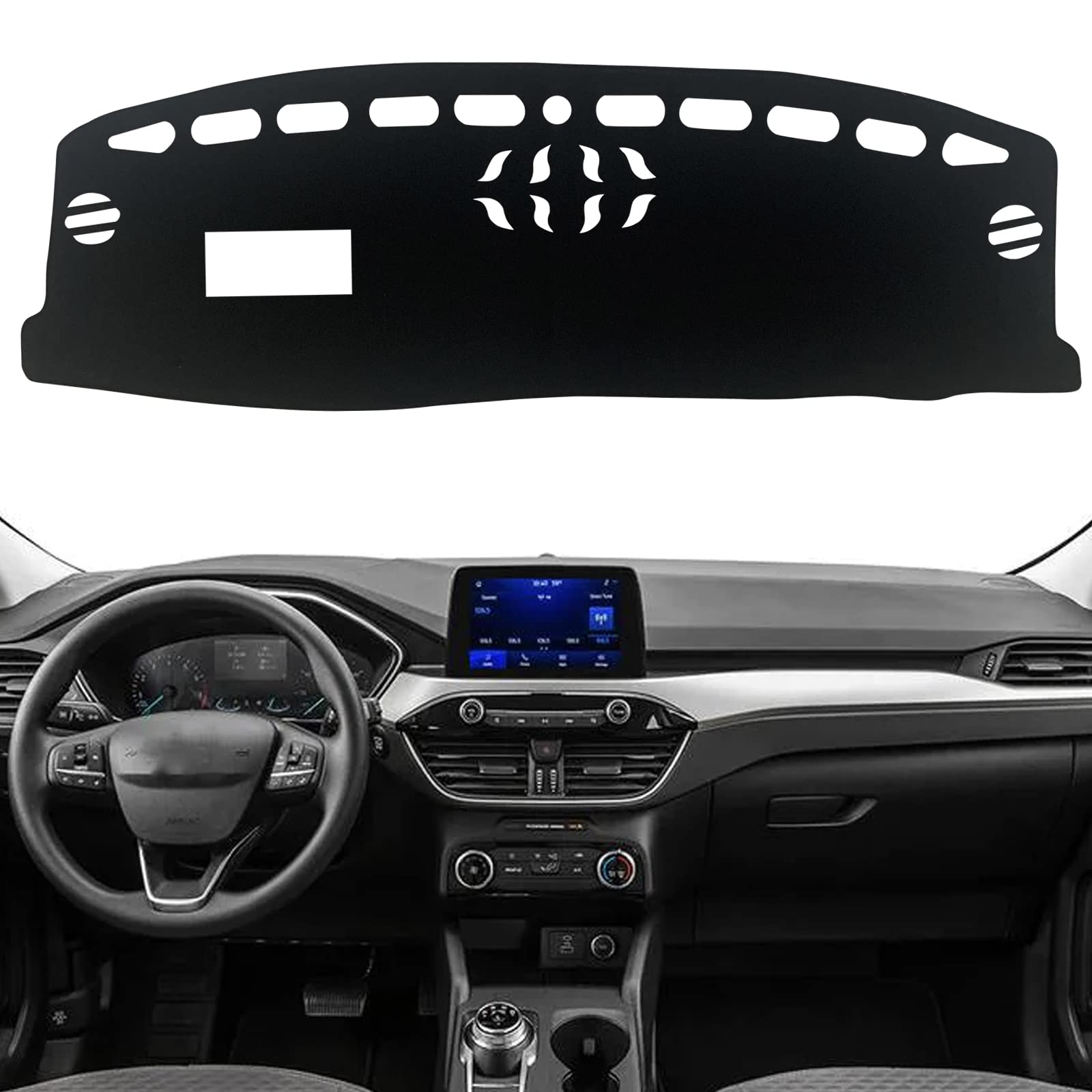 KEEGTBOX Armaturenbrett-Abdeckung Benutzerdefinierte Innen-Mittelkonsole Kompatibel mit Ford Escape Titanium SUV 2020 2021 2022 2023 Armaturenbrett-Mattenabdeckungen Zubehör (mit HUD) von KEEGTBOX