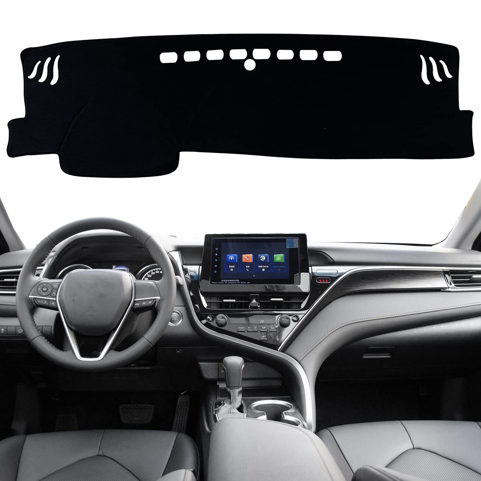 KEEGTBOX Armaturenbrettmattenabdeckung Custom Interior Mittelkonsole Kompatibel mit Toyota Camry Limousine 2018 2019 2020 2021 2022 Armaturenbrettmattenabdeckungen Zubehör (schwarzer Rand) von KEEGTBOX