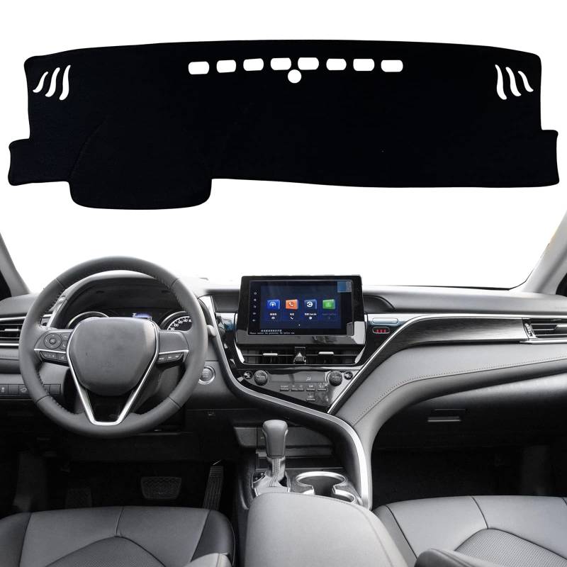 KEEGTBOX Armaturenbrettmattenabdeckung Custom Interior Mittelkonsole Kompatibel mit Toyota Camry Limousine 2018 2019 2020 2021 2022 Armaturenbrettmattenabdeckungen Zubehör (schwarzer Rand) von KEEGTBOX