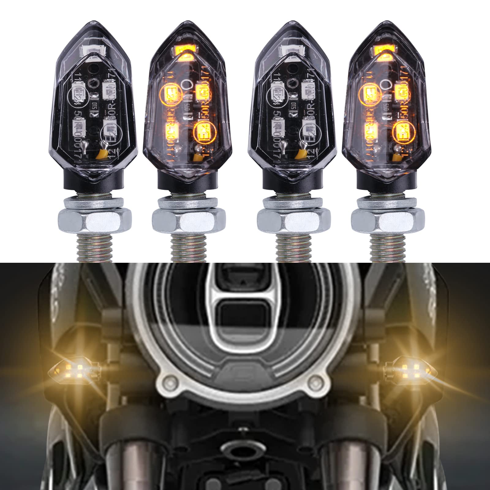 KEEPDSGN 4 pcs Motorrad Blinker E-geprüft 12V Motorrad LED Blinker Bernsteinlampe Mini Pfeillicht Motorrad Vorder Rücklichter Universal Scooter Quad Cruiser Off Road KEEPDSGN 4 pcs Motorrad Blinker E-geprüft 12V Motorrad LED Blinker Bernsteinlampe Mini Pfeillicht Motorrad Vorder Rücklichter Universal Scooter Quad Cruiser Off Road von KEEPDSGN