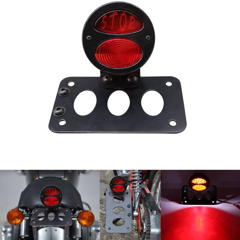 KEEPDSGN Motorrad LED Rücklicht Bremslicht Rücklicht Seitenmontage Kennzeichenhalter Rücklicht für Bobber Dyna Touring Chopper Cruiser Custom Bike Cafe Racer. von KEEPDSGN