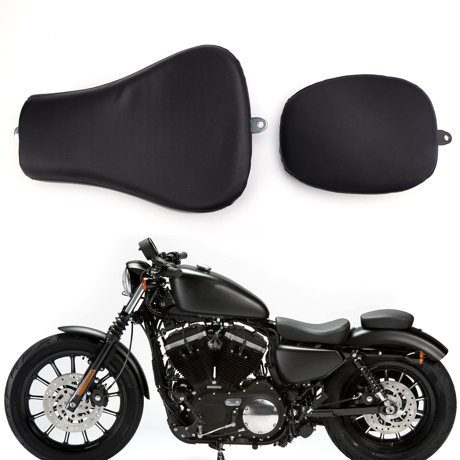 Motorradsitze, Motorrad Vorderfahrer Solositz & Beifahrerkissen hinten Passend für Sportster XL 48 72 1200X 1200V Eisen 883 XL883 Achtundvierzig Zweiundsiebzig 1200, Schwarz. Motorradsitze, Motorrad Vorderfahrer Solositz & Beifahrerkissen hinten Passend für Sportster XL 48 72 1200X 1200V Eisen 883 XL883 Achtundvierzig Zweiundsiebzig 1200, Schwarz. von KEEPDSGN