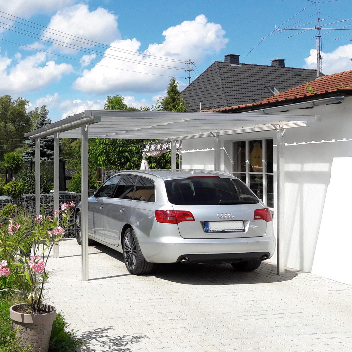 Beckmann Aluminium-Carport und -Terrassendach 311 x 496 x 218 cm Aluminium Natur von KEINE MARKE