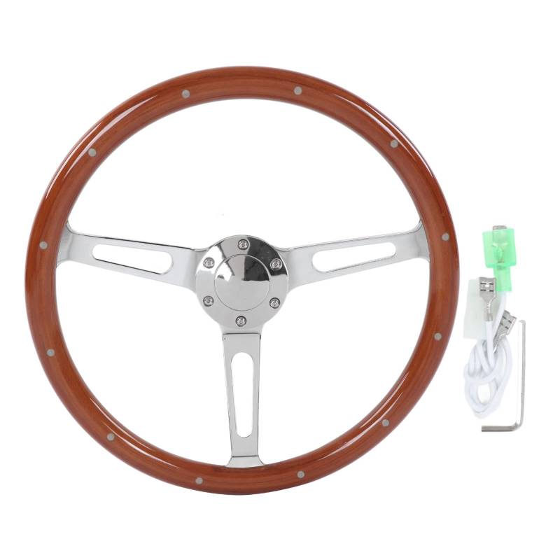 YC101959 Klassisches Nostalgie-Lenkrad Mit Holzmaserung, 15 Zoll, Geschlitzt, 3 Speichen, 6 Löcher, Klassisches Auto-Lenkrad aus Holz(Braun) von KELFEEAO