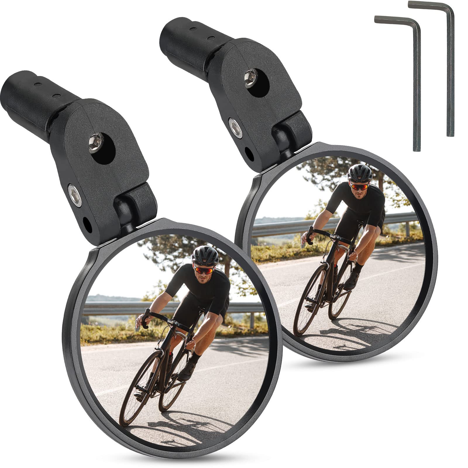 KEMIMOTO Fahrradspiegel Klappbare Rückspiegel Fahrradspiegel für Lenker 17,4-22mm, 360 ° Einstellbare Lenkerendspiegel, Universal Fahrradspiegel für E-Bikes Mountainbike Rennrad E-Scooter (2 Stück) von KEMIMOTO