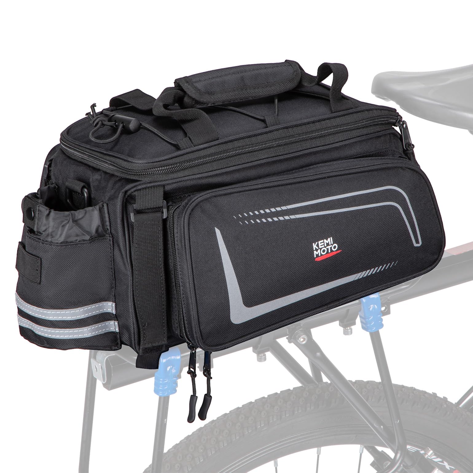 KEMIMOTO 2 IN 1 Gepäckträgertasche, 9L-15L Volumen, Wasserabweisende Fahrradtasche für Gepäckträger mit Regenschutz, Mehrere Fächer und erweiterbar, mit Schultergurt, Fahrrad Taschen hinten von KEMIMOTO