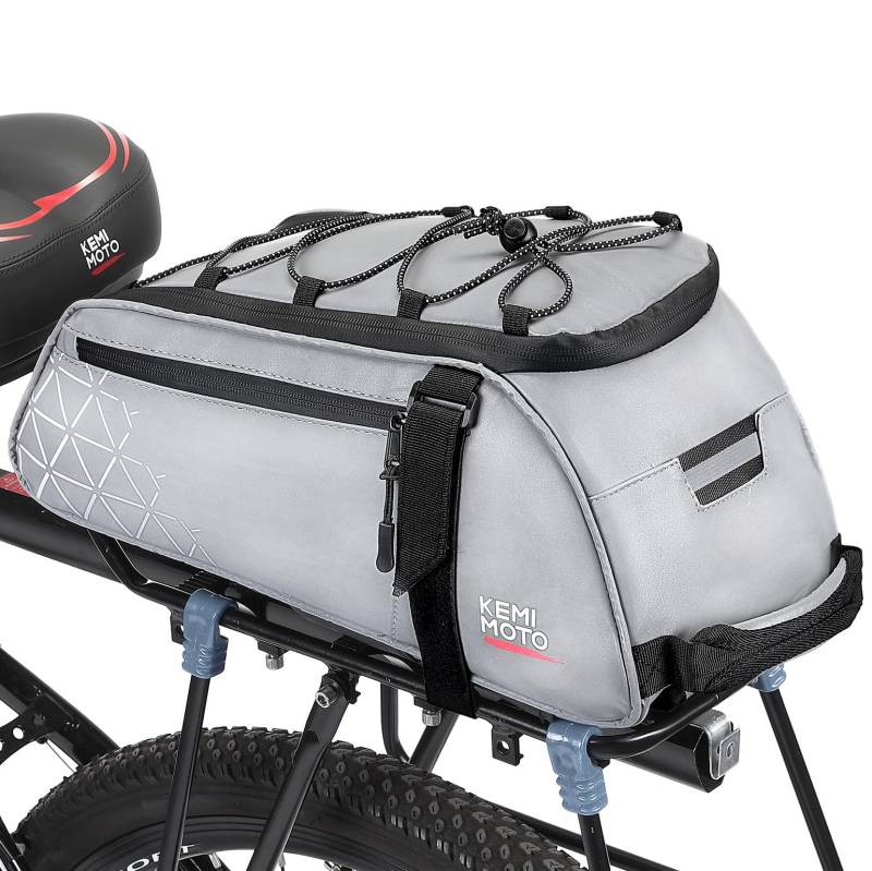 KEMIMOTO 2 IN 1 Gepäckträgertasche, 8L & Wasserdicht Fahrradtaschen für Gepäckträger, Mehrere Fächer, mit Tragegriff und Schultergurt, Fahrrad Taschen hinten von KEMIMOTO