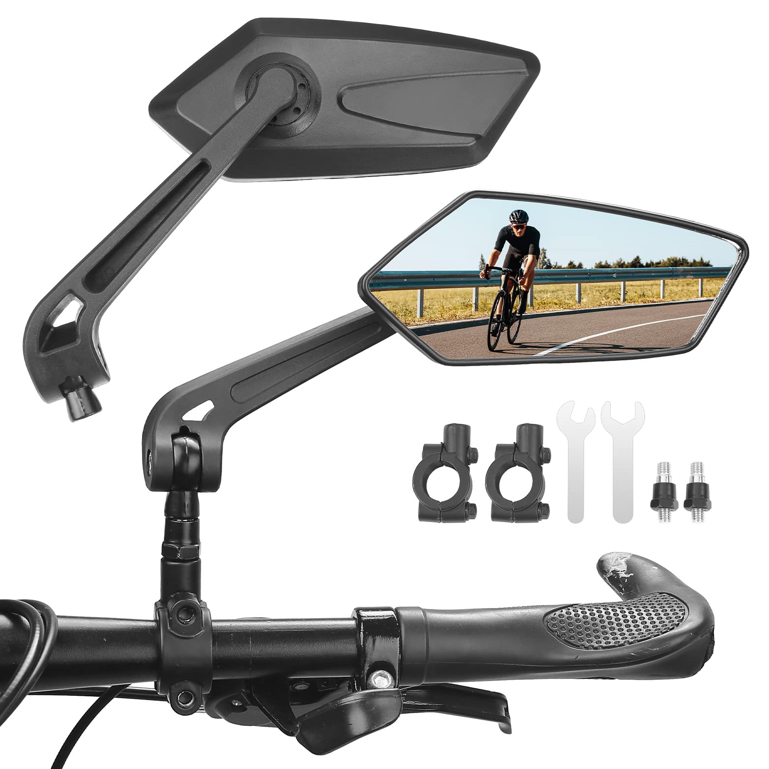 KEMIMOTO Fahrradspiegel für E-bike Extra Große Spiegelfläche, HD 360° Verstellbar Rückspiegel Fahrrad für 20-24mm Lenker, Fahrradspiegel Klappbar mit Linke und Rechte für Mountainbike Rennrad von KEMIMOTO