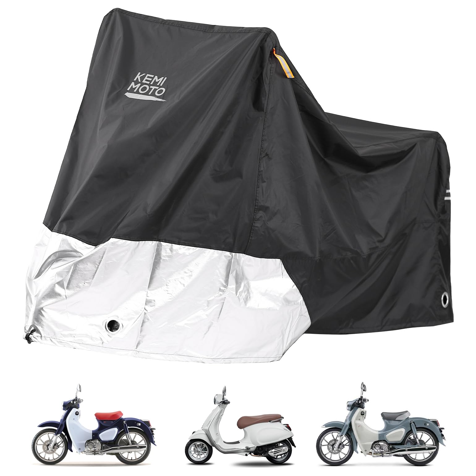 KEMIMOTO Motorrad Abdeckplane, 420D Oxfordstoff Motorradabdeckung Outdoor, Motorrad Plane Wasserdicht Winddicht Staubdicht UV-Schutz, Vespa Abdeckplane, Motorradplane Schwarz Silber 215x110x130cm KEMIMOTO Motorrad Abdeckplane, 420D Oxfordstoff Motorradabdeckung Outdoor, Motorrad Plane Wasserdicht Winddicht Staubdicht UV-Schutz, Vespa Abdeckplane, Motorradplane Schwarz Silber 215x110x130cm von KEMIMOTO