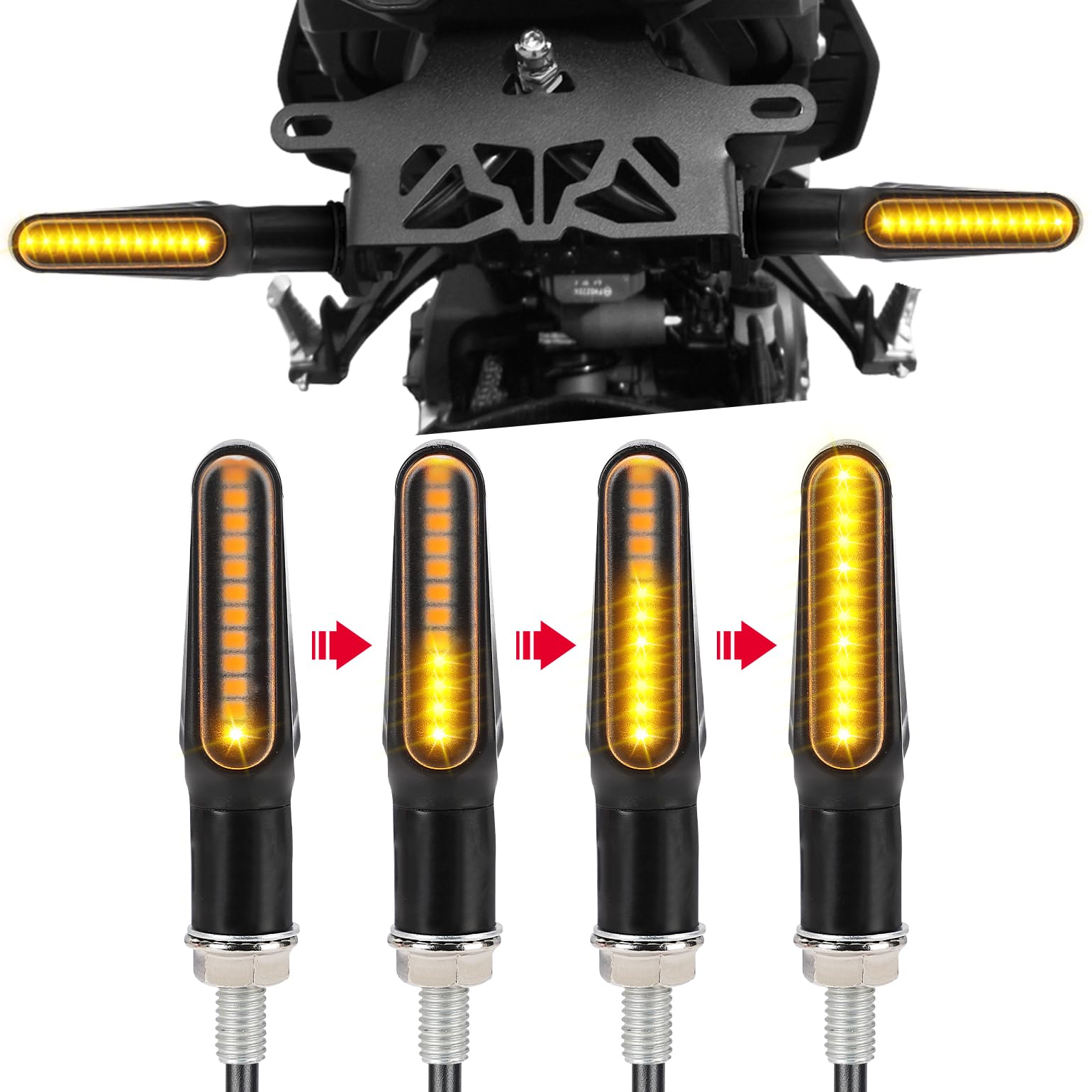 KEMIMOTO Motorrad Blinker, 12 V Super Hell LED Blinker, M8 Schwarz Universal Blinkerleuchten, IP67 Wasserdicht Tagfahrlicht für Motocross/Fahrrad, 4 Stücke KEMIMOTO Motorrad Blinker, 12 V Super Hell LED Blinker, M8 Schwarz Universal Blinkerleuchten, IP67 Wasserdicht Tagfahrlicht für Motocross/Fahrrad, 4 Stücke von KEMIMOTO