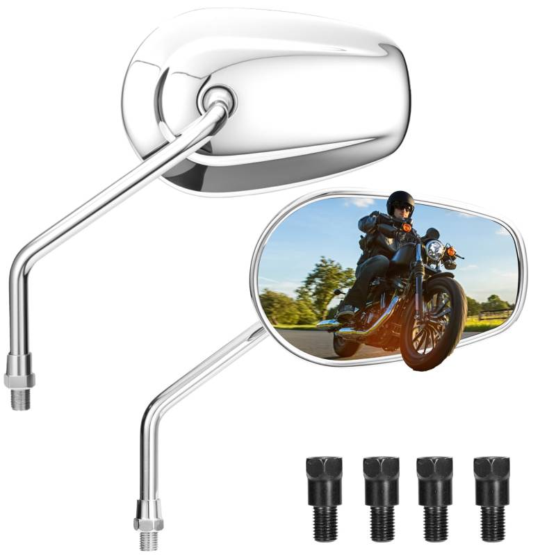 KEMIMOTO Universelle Motorrad Spiegel aus Aluminiumlegierung, 360° Verstellbar, Breite Sichtfläche, M10 Motorrad Rückspiegel Kompatibel mit Honda, Kawasaki, Suzuki, KTM, ATV, Roller von KEMIMOTO