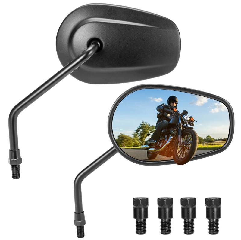 KEMIMOTO Universelle Motorrad Spiegel aus Aluminiumlegierung, 360° Verstellbar, Breite Sichtfläche, M10 Motorrad Rückspiegel Kompatibel mit Honda, Kawasaki, Suzuki, KTM, ATV, Roller von KEMIMOTO