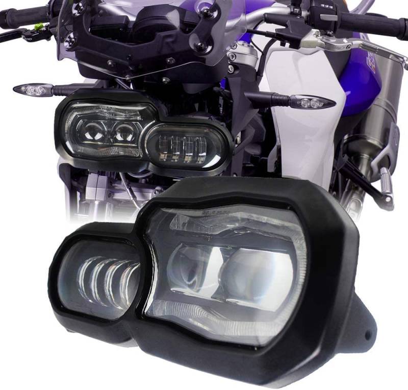 LED Scheinwerfer für Motorrad mit Angel Eyes DRL Montage, E-Mark E-Prüfzeichen, wasserdicht DC12-24 V Scheinwerfer für F650GS F800GS F700GS F800GS ADV F800R von KEMIMOTO
