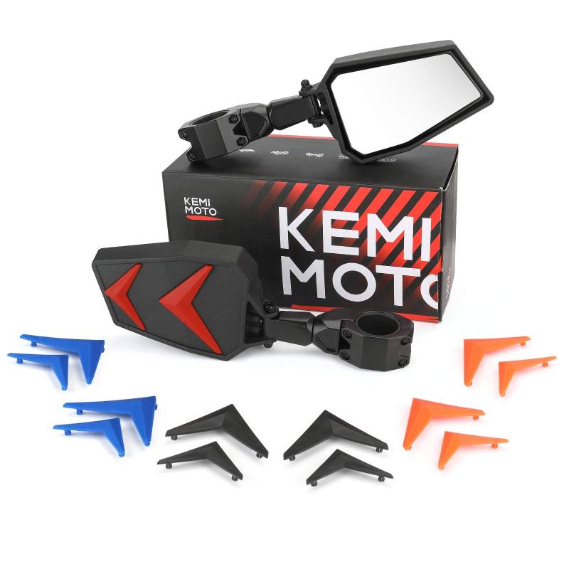 UTV RZR Seitenspiegel Schwarz Blau Rot Orange kompatibel mit Polaris RZR 900 1000 XP Pro Honda Talon von KEMIMOTO