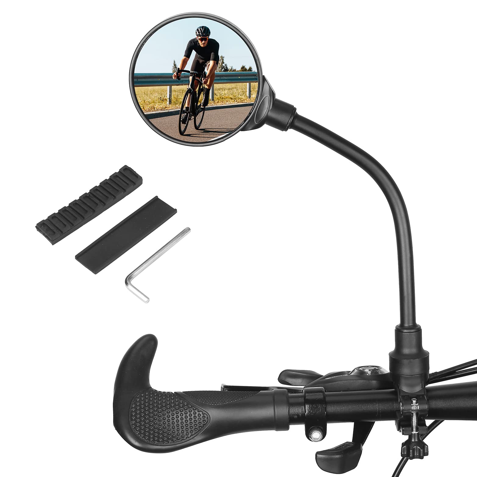 kemimoto Fahrradspiegel, Rückspiegel Fahrrad mit 360° verstellbare Lenkerhalterung, Universal Lenkerspiegel für Fahrrad Scooter Roller Moped E-Bike Rennrad Mountainbike Elektrofahrrad(1 Stück) von KEMIMOTO