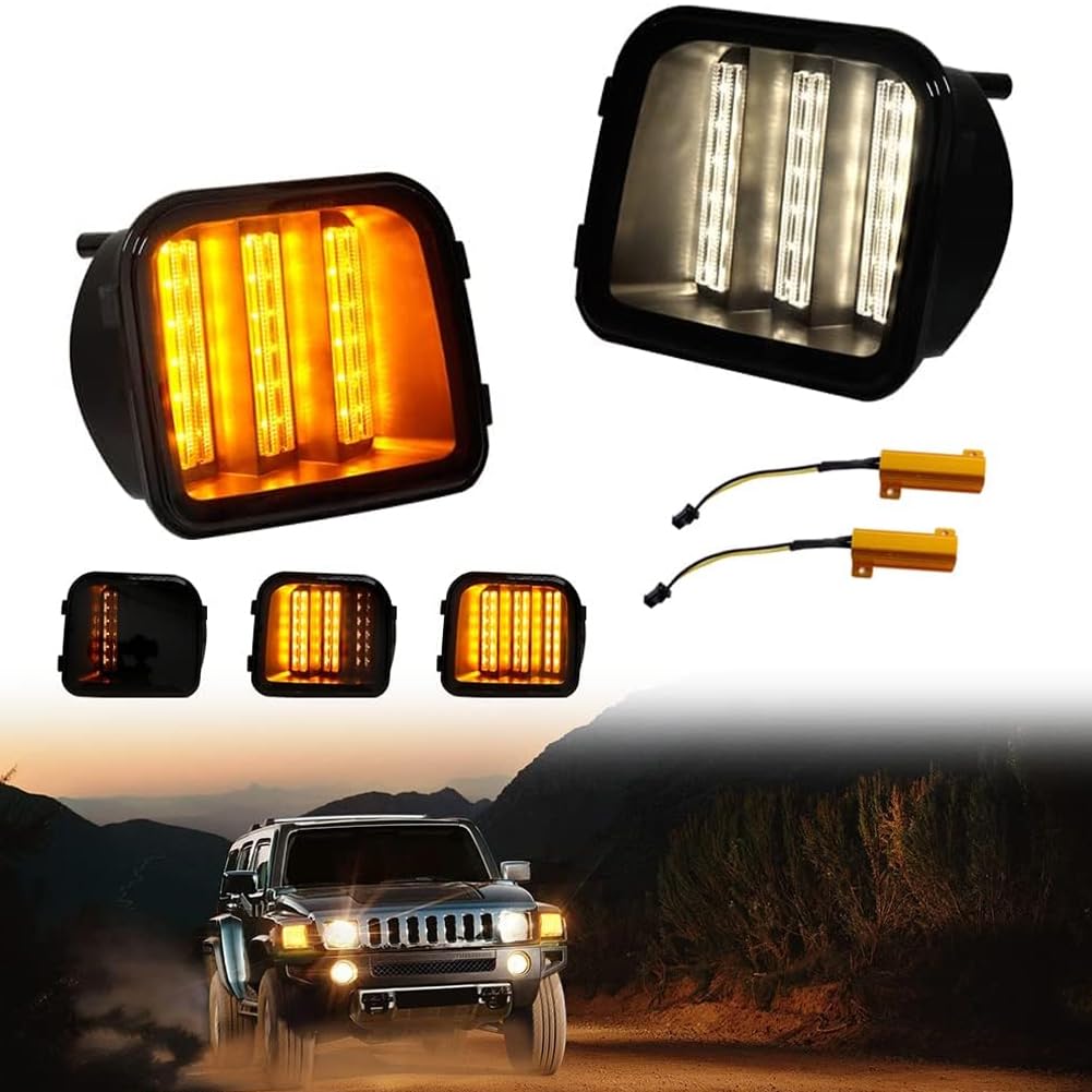 KENRTIR Smoked Lens Switchback White/Amber Sequential LED Lamp Compatible with 2006–2010 Hummer H3 H3T Front Bumper Corner Side Marker Parking Turn Signal Lights KENRTIR Smoked Lens Switchback White/Amber Sequential LED Lamp Compatible with 2006–2010 Hummer H3 H3T Front Bumper Corner Side Marker Parking Turn Signal Lights von KENRTIR
