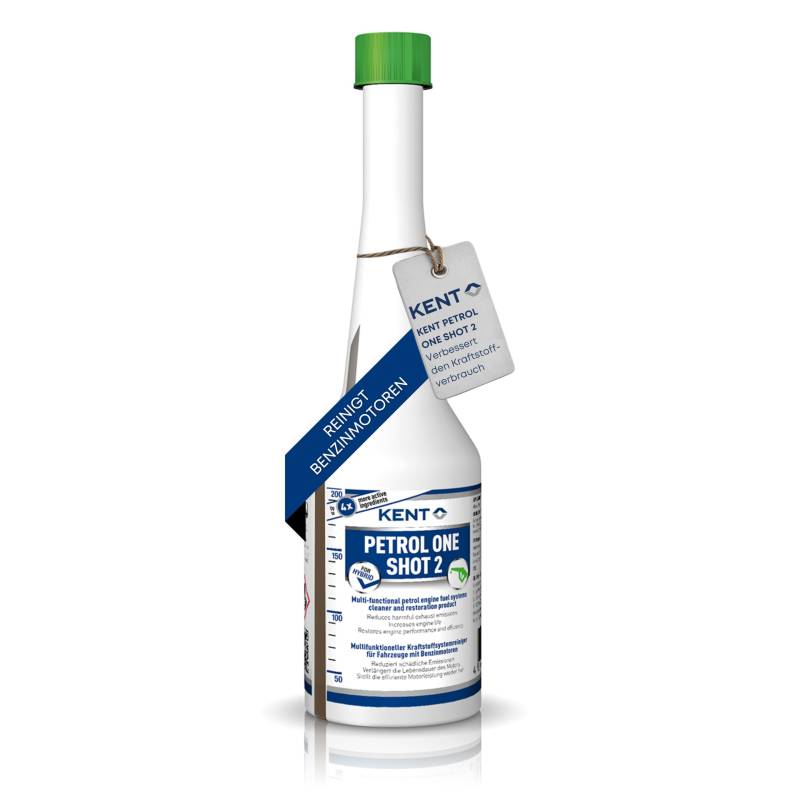 KENT Benzin-Kraftstoffsystemreiniger 250ml – Additiv zur Reinigung von Einspritzdüsen & Ventilen – Reduziert Emissionen & verbessert Motorleistung – Für alle Benzinmotoren von KENT