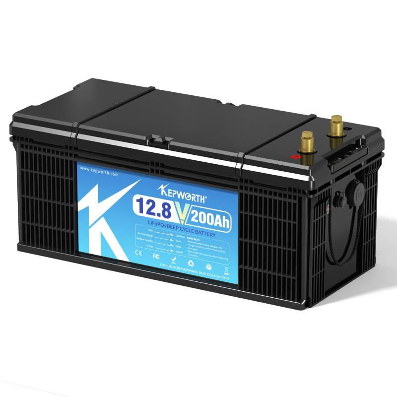 KEPWORTH LiFePO4 200Ah 12V Batterie, 2560Wh Lithium Akku mit 200A BMS, Max. 15000 Zyklen, Perfekter Ersatz für Blei-Säure für Wohnmobile, Solaranlage, Boot, Solarpanel Kit,Camping von KEPWORTH