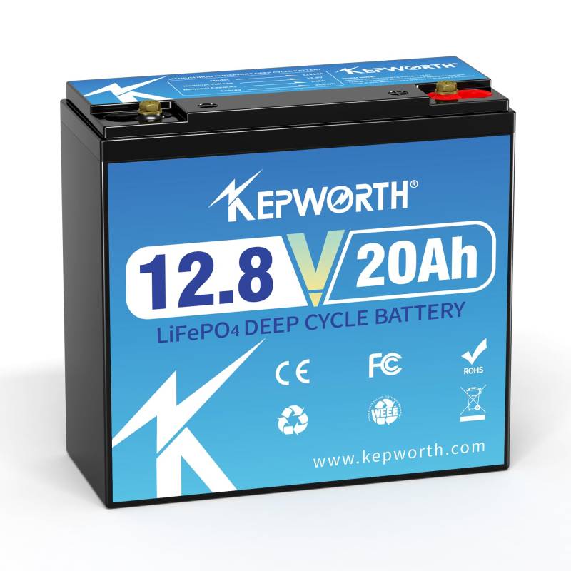 KEPWORTH LiFePO4 20Ah 12V Batterie, Lithium Akku mit BMS von KEPWORTH