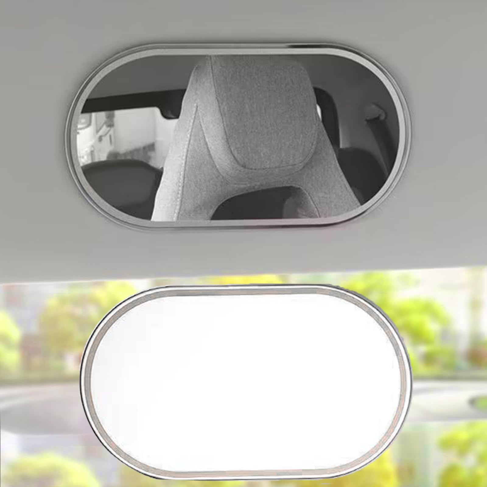 Auto Sonnenblende Spiegel, Fahrzeug Kosmetik Make-up Spiegel, Auto Selbstklebend Spiegel für Auto LKW SUV(Oval) von KEQKEV