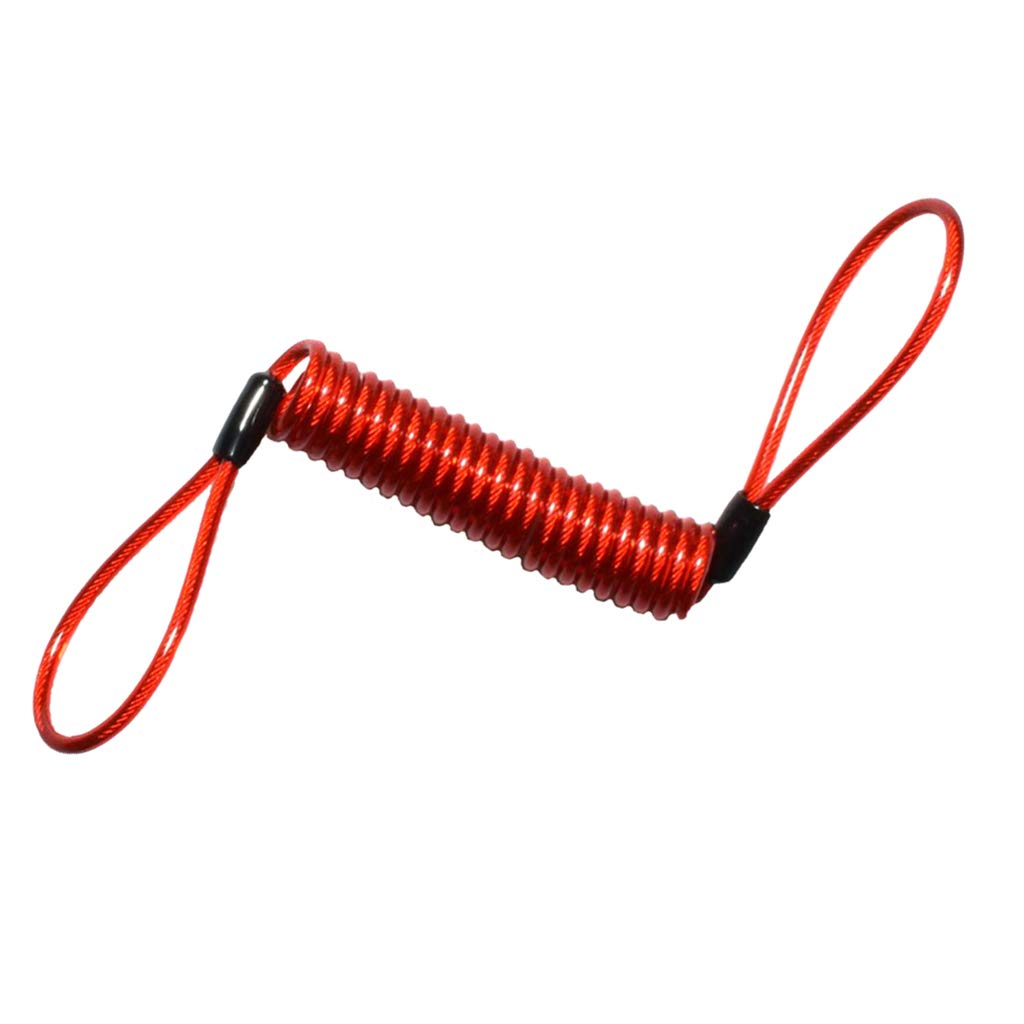 KESOTO Motorrad Erinnerungskabel Reminder Kabel für Bremsscheibenschloß, Max. Dehnlänge 1.5m - Rot von KESOTO