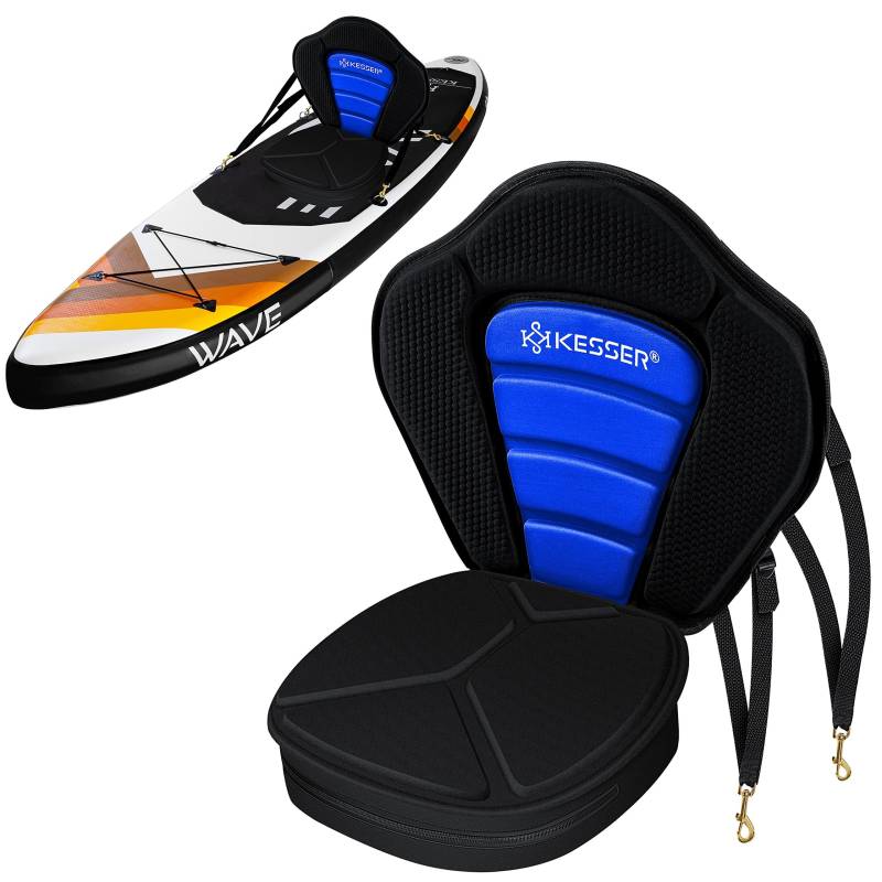 KESSER® Kajak-Sitz Premium für SUP Board Stand Up Paddle Surfboard Sitz - Inkl. Mit Tasche - SUP Paddling Paddelboards Gepolsterte Sitz 32x38cm, Rückenlehne 51x45cm schnell und einfach montiert von KESSER