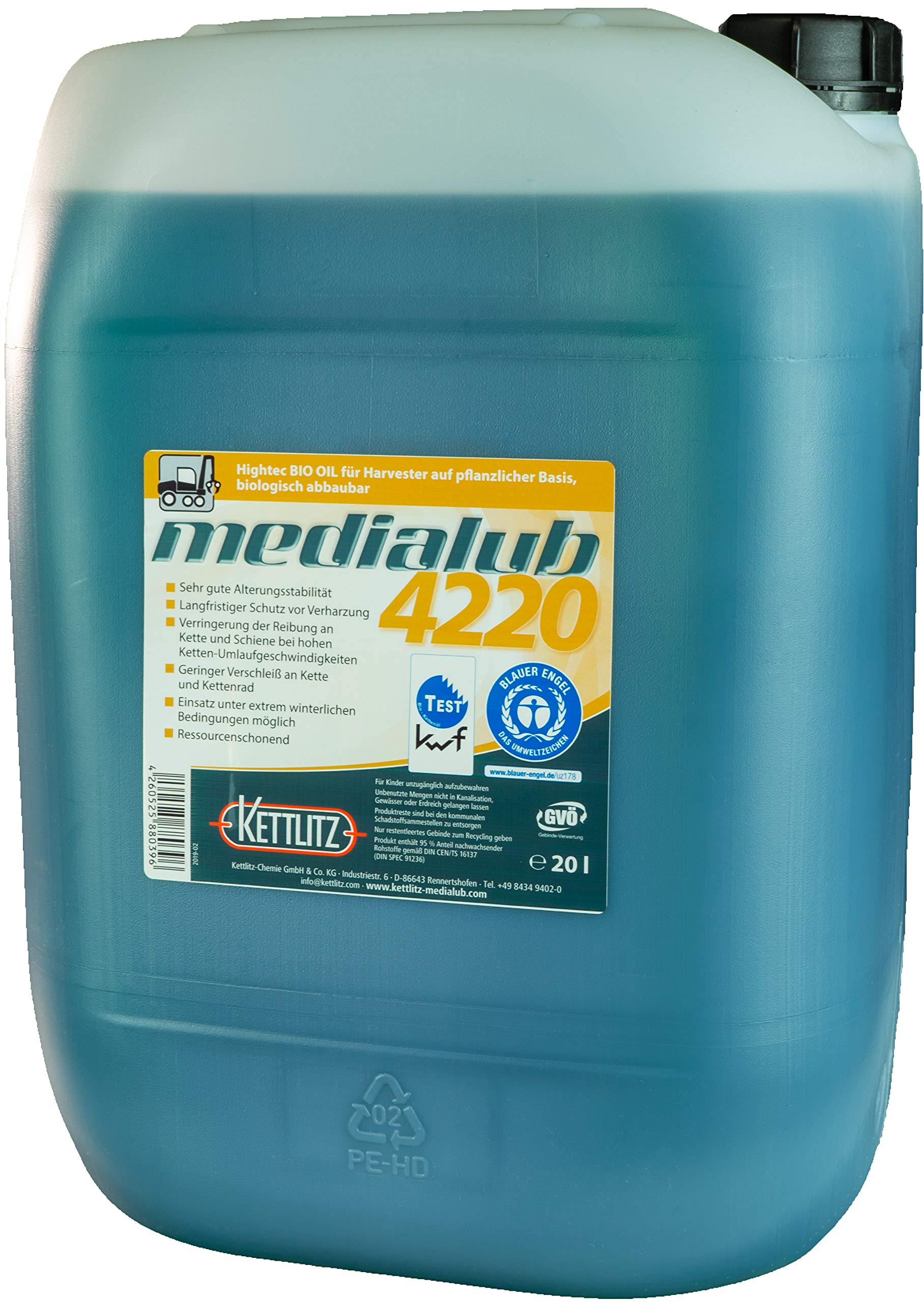 20 Liter Bio Harvester Kettenöl KETTLITZ-Medialub 4220 "Blauer Engel" Harvester Öl biologisch abbaubar 20 Liter Bio Harvester Kettenöl KETTLITZ-Medialub 4220 "Blauer Engel" Harvester Öl biologisch abbaubar von KETTLITZ-Medialub