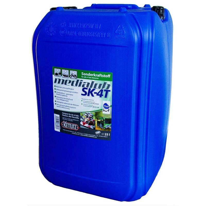 25 Liter Sonderkraftstoff KETTLITZ-Medialub SK-4T Gebrauchsfertige 4-Takt Kraftstoff KWF geprüft von KETTLITZ-Medialub