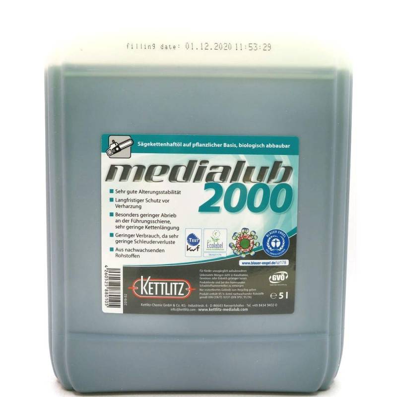 5 Liter Bio Kettenöl KETTLITZ-Medialub 2000 "Blauer Engel" Sägekettenhaftöl biologisch abbaubar von KETTLITZ-Medialub
