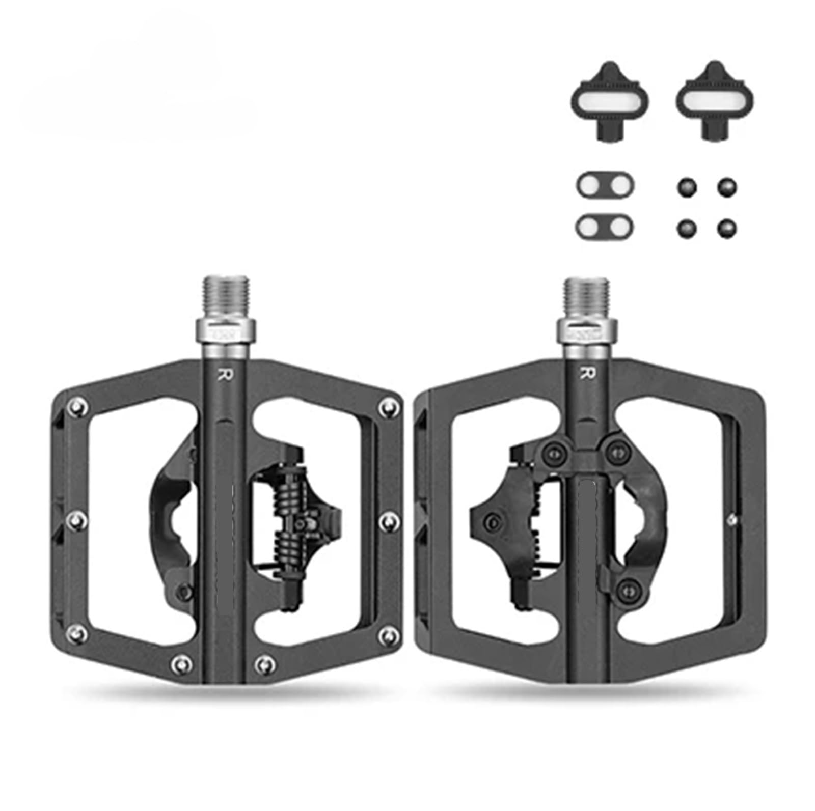 Motorcycle Brake Pedal Extender 2-in-1-Fahrradschlosspedal, Flache Fahrradpedale mit SPD-System, rutschfestes Aluminium, versiegeltes Lager, Fahrradschlosspedal(PD15-BK) von KFJFDHES