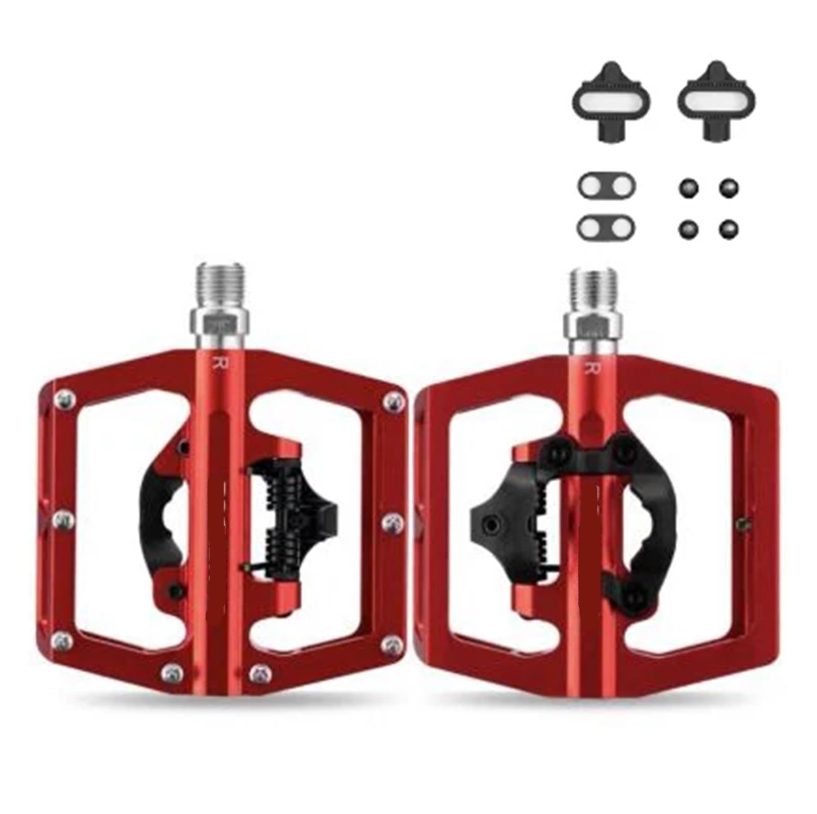 Motorcycle Brake Pedal Extender 2-in-1-Fahrradschlosspedal, Flache Fahrradpedale mit SPD-System, rutschfestes Aluminium, versiegeltes Lager, Fahrradschlosspedal(PD15-RD) von KFJFDHES