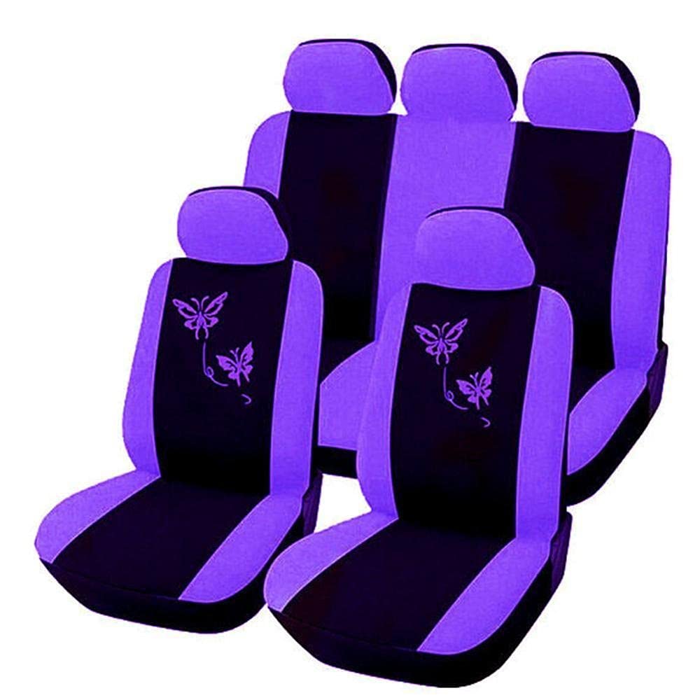 Autositzbezüge,Schonbezug Autositz Vorne 2/4 / 9pcs / Set Autositzbezüge Schmetterlingsstickerei Auto-Styling Frau Sitzbezüge Automobile Auto Innenausstattung(2) von KFXYSM