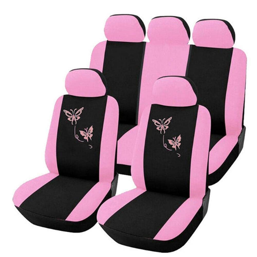 Autositzbezüge,Schonbezug Autositz Vorne 2/4 / 9pcs / Set Autositzbezüge Schmetterlingsstickerei Auto-Styling Frau Sitzbezüge Automobile Auto Innenausstattung(4) von KFXYSM