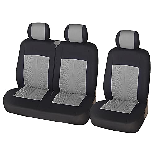 Autositzbezüge,Schonbezug Autositz Vorne 2 + 1 Sitzbezüge Autositzabdeckungen Protector für Transporter/Lieferwagen, Universal-Polyester-Stoffauto-Cover, LKW-Innenzubehör(Gray) von KFXYSM