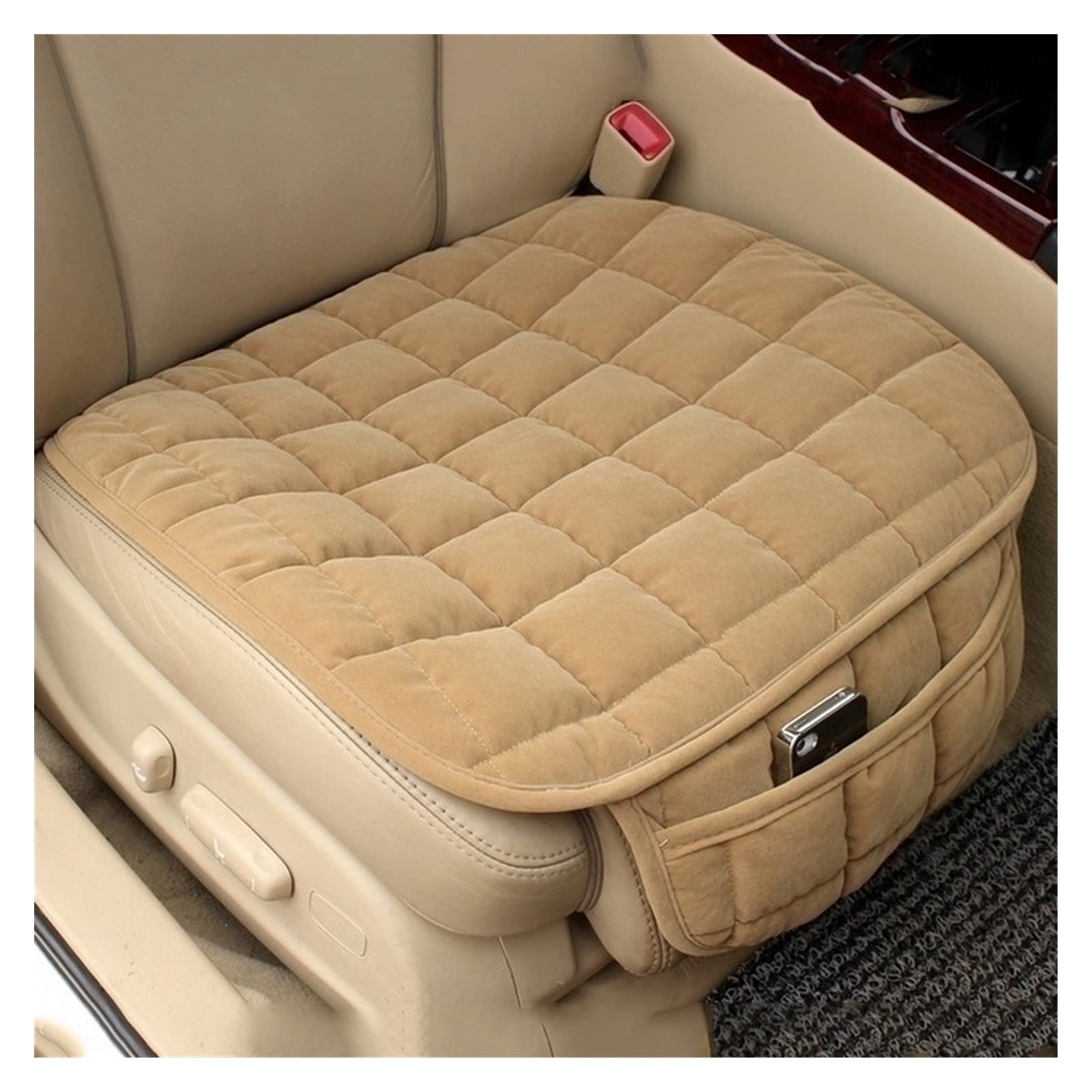 Autositzbezüge,Schonbezug Autositz Vorne Autositzabdeckung Winter Warme Sitzkissen Anti-Slip Universal Front Stuhl Sitz Atmungsaktive Pad Für Fahrzeug Auto Auto Sitzschützer(Beige) von KFXYSM