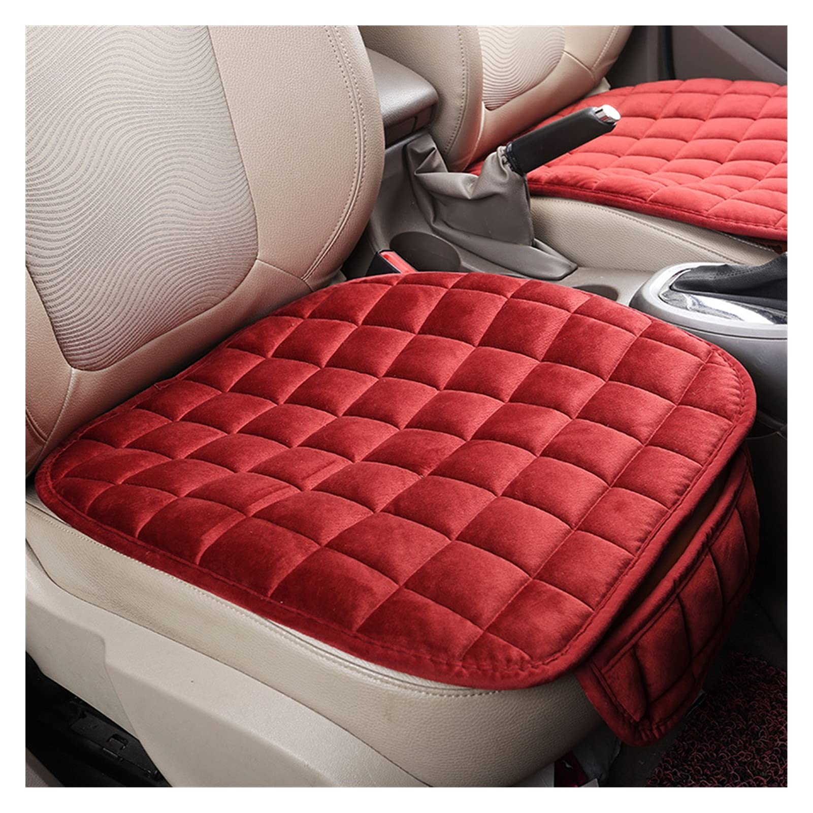 Autositzbezüge,Schonbezug Autositz Vorne Autositzabdeckung Winter Warme Sitzkissen Anti-Slip Universal Front Stuhl Sitz Atmungsaktive Pad Für Fahrzeug Auto Auto Sitzschützer(Red) von KFXYSM