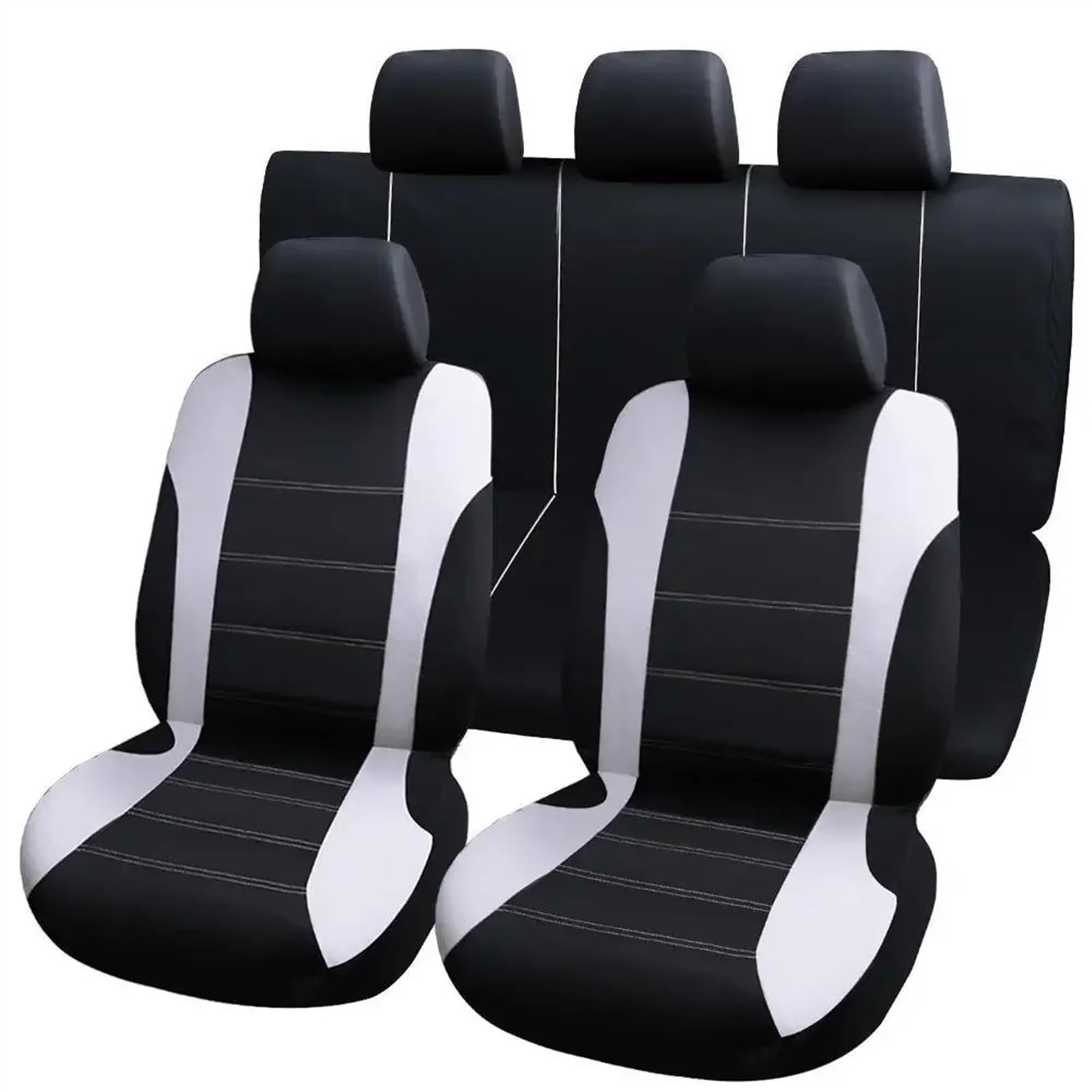 Autositzbezüge,Schonbezug Autositz Vorne Autositzbezüge Komplettset Atmungsaktiver Autositzschutzbezug Fahrzeugsitzbezüge Universelles Autozubehör Auto-Styling(9pcs Black Gray) von KFXYSM