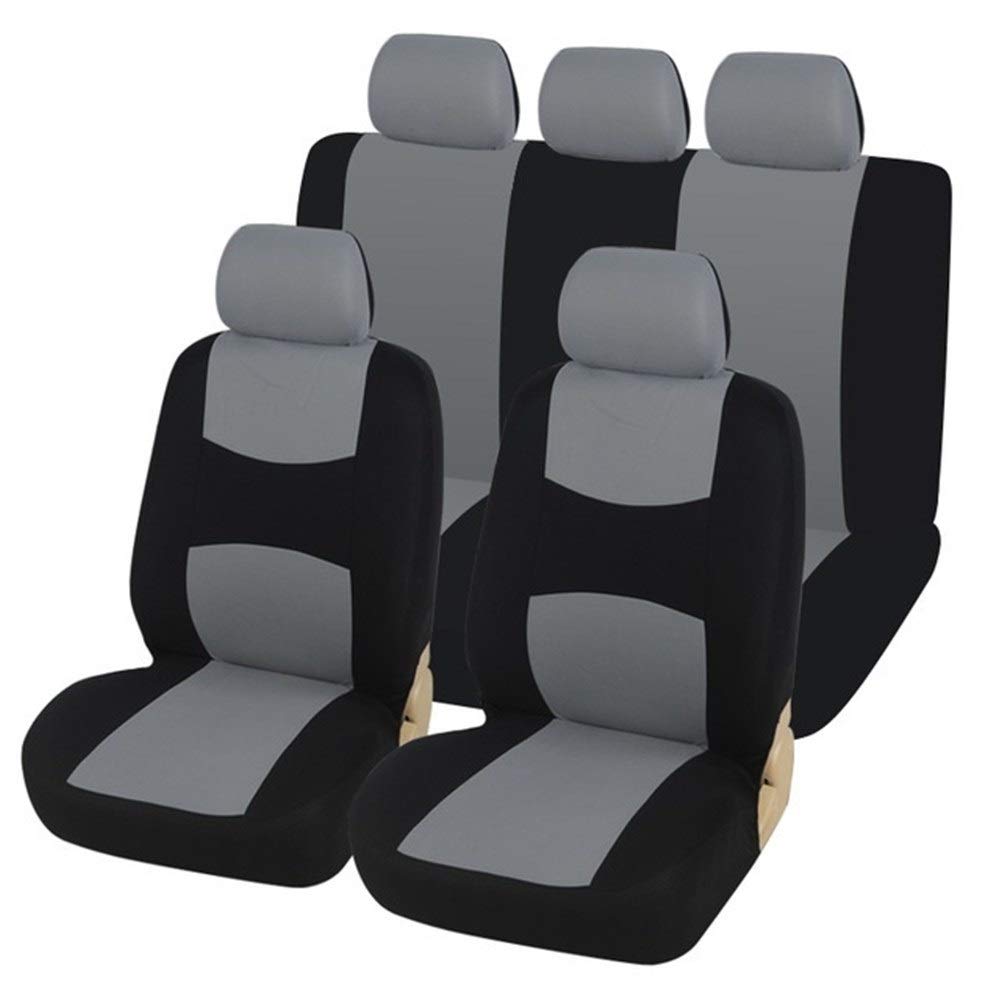 Autositzbezüge,Schonbezug Autositz Vorne Einzigartige Wohnung Tuch Auto-Sitzbezug (abnehmbar Kopfstützen und solide Bank) Innen Zubehör Universal-Auto-Sitzabdeckung(Gray Full Set) von KFXYSM