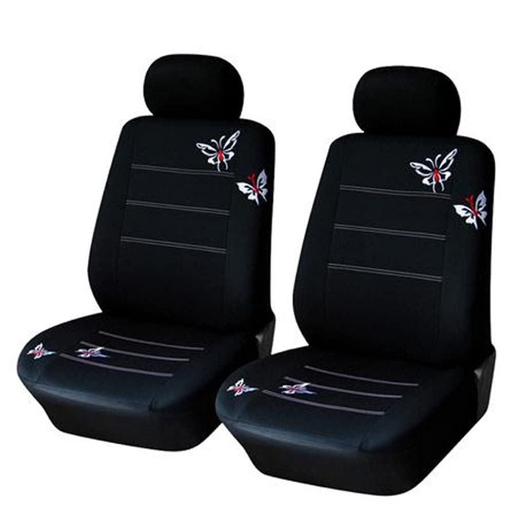 Autositzbezüge,Schonbezug Autositz Vorne Handgemachte Stickerei autositz Abdeckung atmungsaktive waschbare Passe meiste Automobil(2seats-D-Black) von KFXYSM
