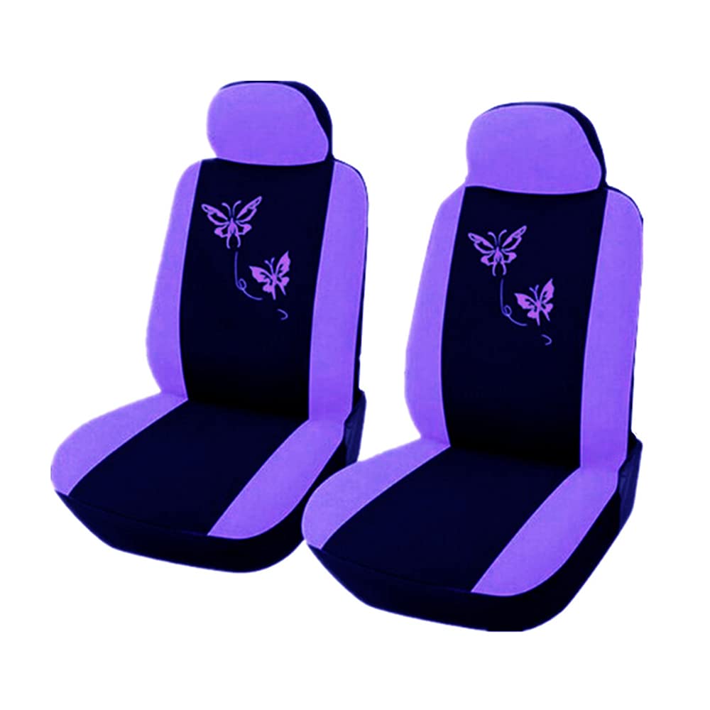 Autositzbezüge,Schonbezug Autositz Vorne Handgemachte Stickerei autositz Abdeckung atmungsaktive waschbare Passe meiste Automobil(2seats-E-Purple) von KFXYSM