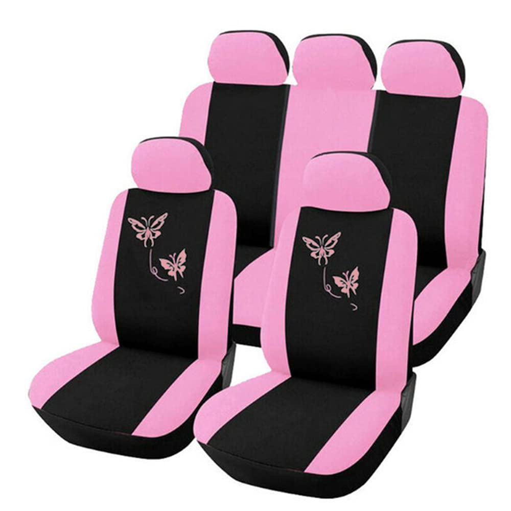 Autositzbezüge,Schonbezug Autositz Vorne Handgemachte Stickerei autositz Abdeckung atmungsaktive waschbare Passe meiste Automobil(5seats-E-pink) von KFXYSM