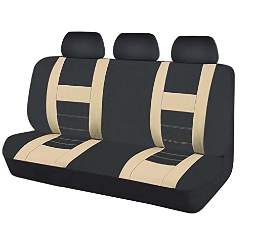 Autositzbezüge,Schonbezug Autositz Vorne Hinterer Rückenauto Autositz deckt Mesh-Stoff für alle Autos universelle Sitzbezüge(Black Beige) von KFXYSM