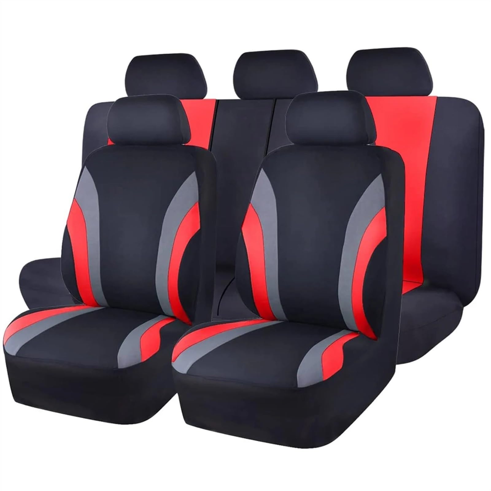 Autositzbezüge,Schonbezug Autositz Vorne Komplettset mit Autositzbezügen aus Polyestergewebe im Sportstil, Autositzschutz, universell passend for die meisten Autos/SUVs(Red) von KFXYSM