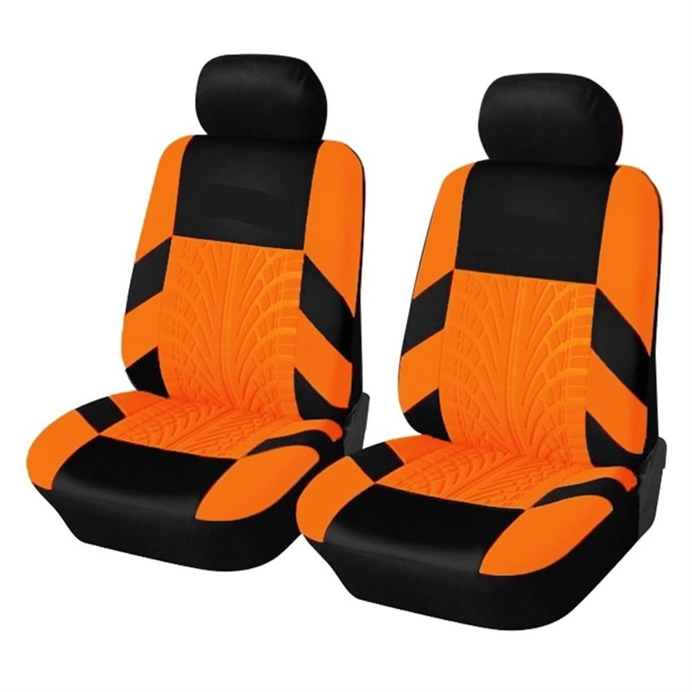 Autositzbezüge,Schonbezug Autositz Vorne Marke Stickerei Autositzbezüge Set Universal Fit Die meisten Autos Abdeckungen mit Reifen-Bahn Details Styling Car Seat Protector(Orange 2 Pieces) von KFXYSM