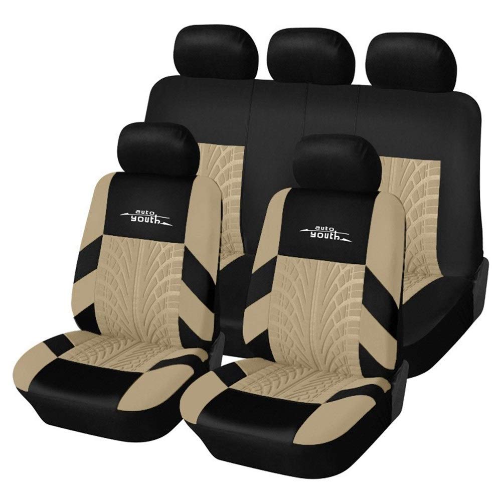 Autositzbezüge,Schonbezug Autositz Vorne Mode Fahrzeugspur-Detail-Art-Universalauto-Sitzbezüge passend for die meisten Fahrzeugsitzbezug Car Seat Protector(Beige) von KFXYSM