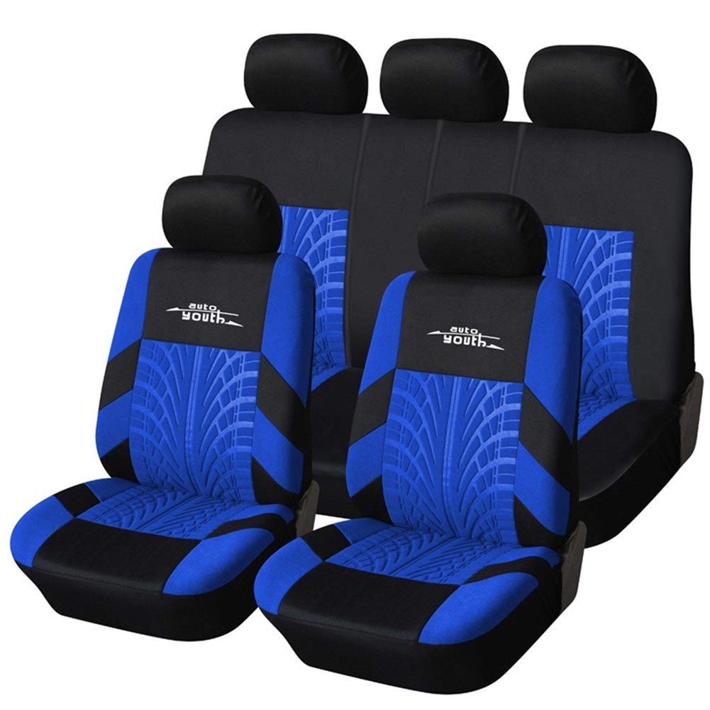 Autositzbezüge,Schonbezug Autositz Vorne Mode Fahrzeugspur-Detail-Art-Universalauto-Sitzbezüge passend for die meisten Fahrzeugsitzbezug Car Seat Protector(Blue) von KFXYSM