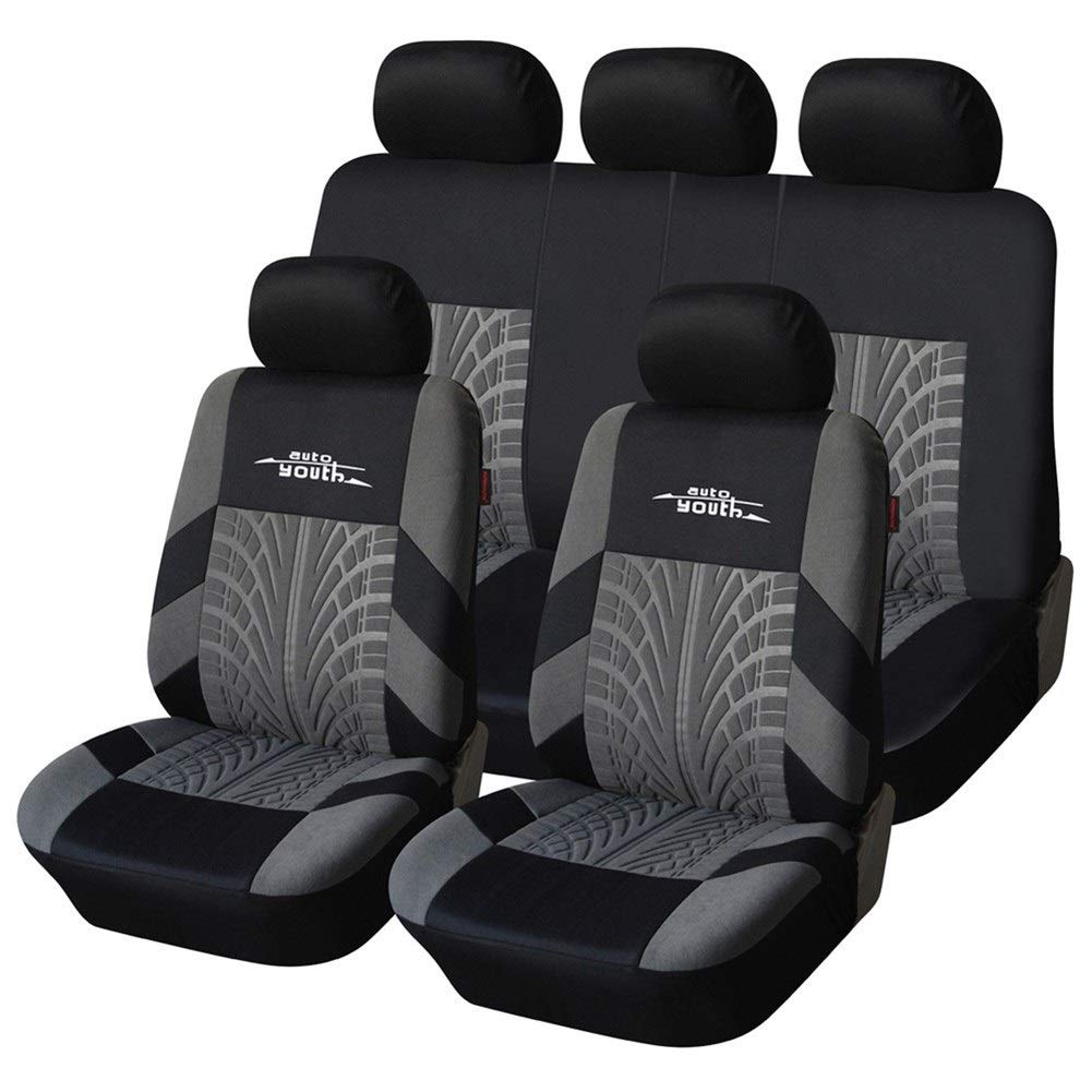 Autositzbezüge,Schonbezug Autositz Vorne Mode Fahrzeugspur-Detail-Art-Universalauto-Sitzbezüge passend for die meisten Fahrzeugsitzbezug Car Seat Protector(Gray) von KFXYSM