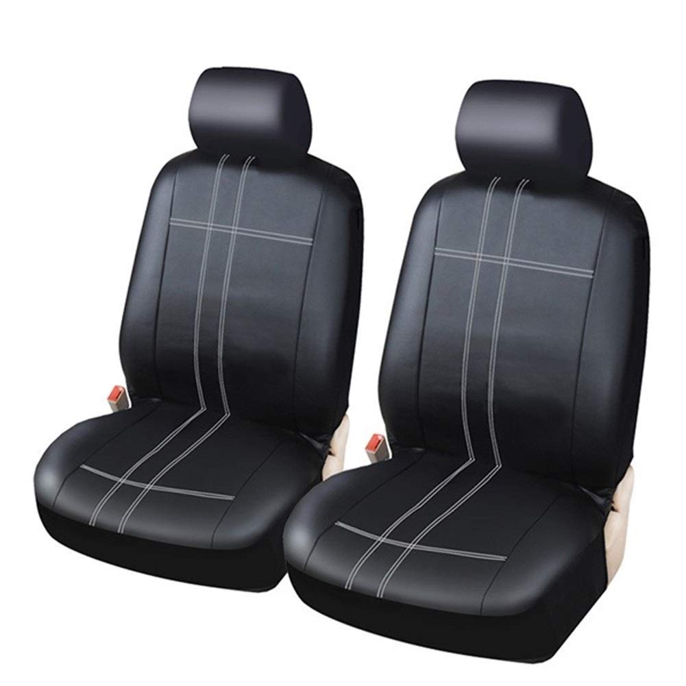 Autositzbezüge,Schonbezug Autositz Vorne PU-Leder Universal-Autositzbezüge 2 Frontautositzbezüge(White line) von KFXYSM