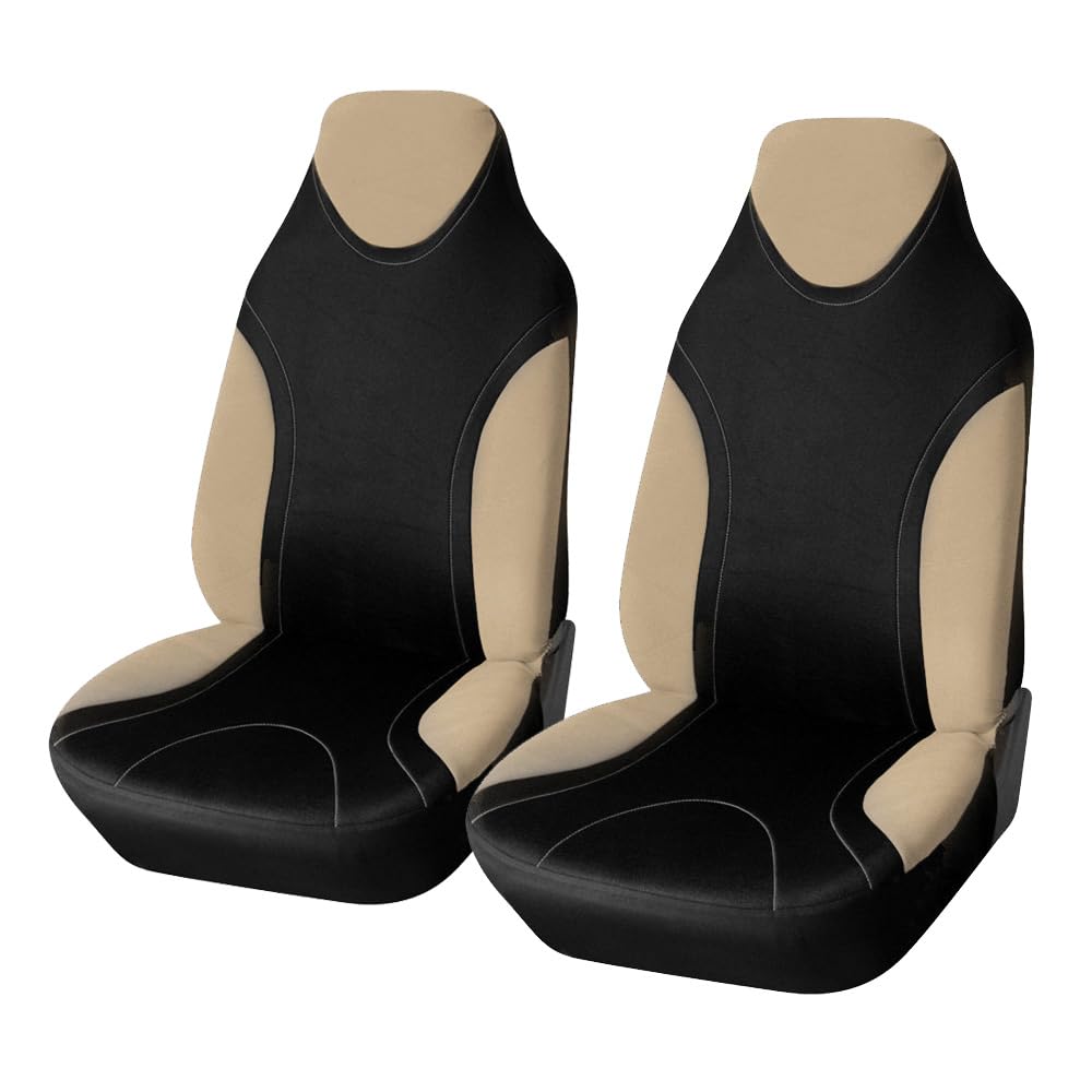 Autositzbezüge,Schonbezug Autositz Vorne Universal Autositz-Abdeckung Protektoren Eimer Sitze Fit für Autos Trucks SUVs Vans 2 Stück Handwaschbar(BEIGE Front Covers) von KFXYSM