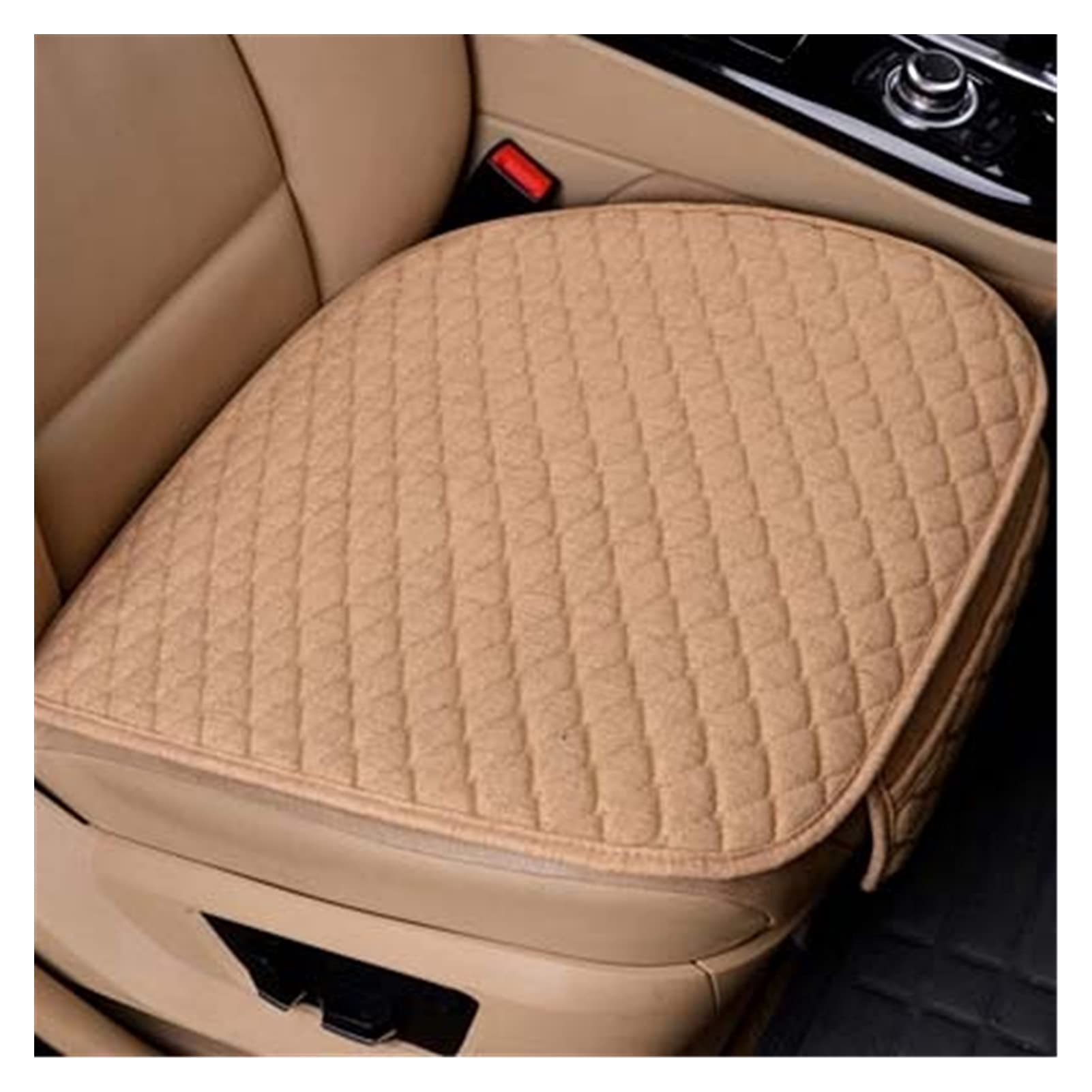 Autositzbezüge,Schonbezug Autositz Vorne Wäsche Stoff Auto Sitzbezug Vier Jahreszeiten Front Flachs Kissen Atmungsaktive Beschützer Matte Pad Auto Sitzschützer Autozubehör(Beige) von KFXYSM
